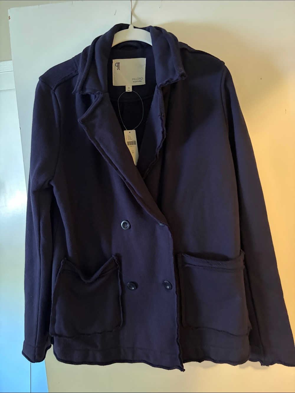 Pilcro Women's Double-Breasted Navy Blazer Jacket